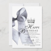 Elegante moderne Black Bow Crown verjaardagsfeestj Kaart (Voorkant)