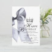 Elegante moderne Black Bow Crown verjaardagsfeestj Kaart (Staand voorkant)