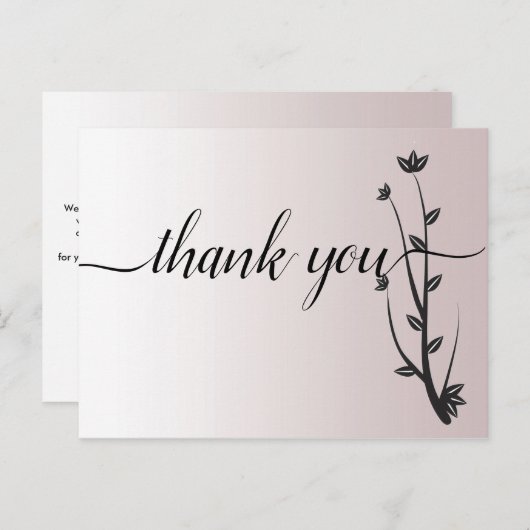 Elegante moderne bladeren bedankkaart briefkaart (Voorkant / Achterkant)
