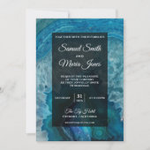 Elegante moderne blauwe agaat bruiloft uitnodiging (Voorkant)