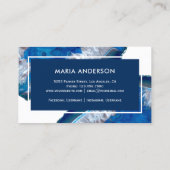 Elegante moderne blauwe agaat geode edelsteen visitekaartje (Achterkant)
