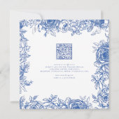 Elegante moderne blauwe bloemen bruiloft kaart (Achterkant)