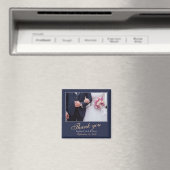 Elegante moderne blauwe foto dank u bruiloft magneet (Insitu (Vaatwasser))