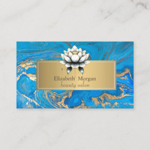 Elegante moderne blauwe gouden marmeren lotus visitekaartje