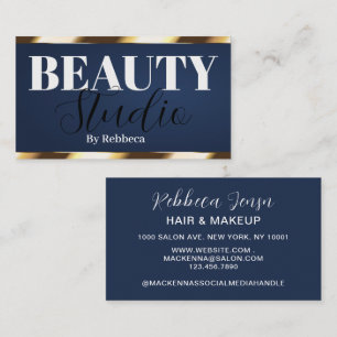 Elegante moderne blauwe gouden Schoonheidssalon Visitekaartje