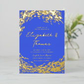 Elegante moderne blauwe gouden surfergolf strand b folie uitnodiging (Staand Voorkant)