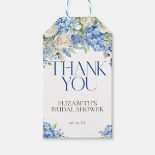 Elegante Moderne Blauwe Hortensia Bloemen Bedankt Cadeaulabel
