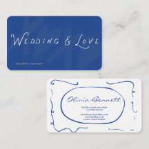 Elegante moderne blauwe kalligrafie visitekaartje