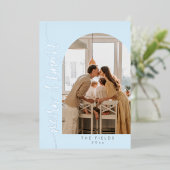 Elegante moderne blauwe kerstfotokaarten folie feestdagenkaart (Staand Voorkant)