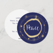 Elegante moderne blauwe vredesgoudster feestdagenkaart (Voorkant / Achterkant)