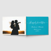 Elegante moderne Blauwgroen Aqua Blue bruiloft Gastenboek (Volledig)