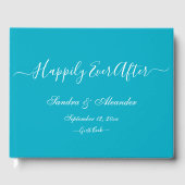 Elegante moderne Blauwgroen Aqua Blue bruiloft Gastenboek (Voorkant)