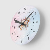 Elegante moderne Blauwgroen bloemen Ronde Klok (Hoek)