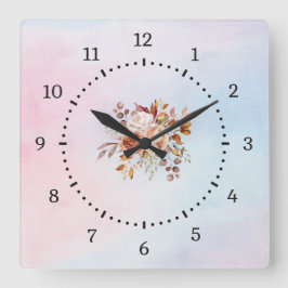 Elegante moderne Blauwgroen bloemen Vierkante Klok