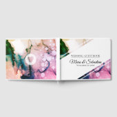 ** Elegante moderne Blauwgroen perzik Waterverf br Gastenboek (Volledig)