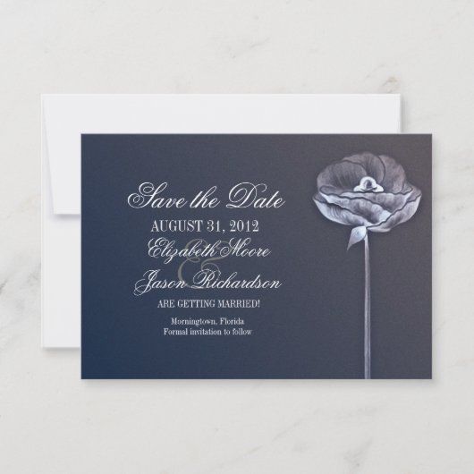 Elegante moderne bloem Bewaar de datum platte kaar Save The Date (Voorkant)