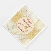 Elegante Moderne Bloem Goud Witte Lijn Collectie Servet (Hoek)