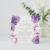 Elegante moderne bloem Paarse orchidee bruiloft Kaart (Staand voorkant)