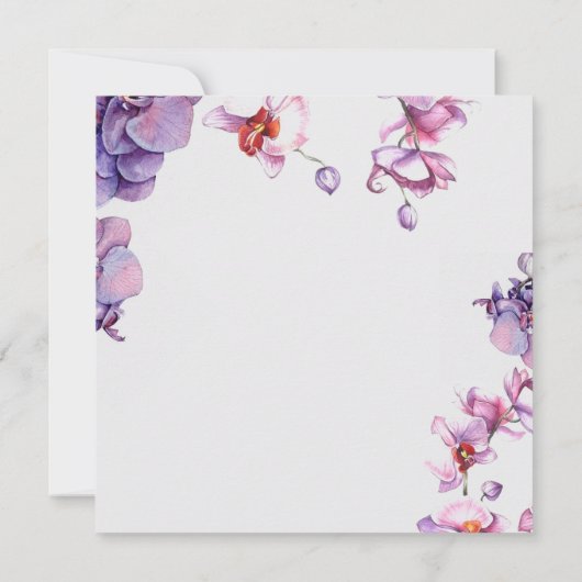 Elegante moderne bloem Paarse orchidee bruiloft Kaart (Achterkant)
