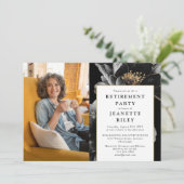 Elegante moderne bloem pensioen partij foto kaart (Staand voorkant)
