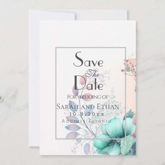 Elegante moderne bloem save the date (Voorkant)