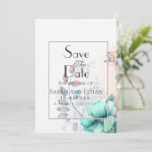 Elegante moderne bloem save the date (Staand voorkant)