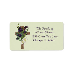 Elegante moderne bloem van familie rouwadres etiket
