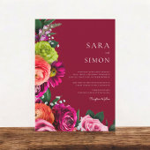 Elegante moderne bloemen Bourgogne bruiloft Kaart