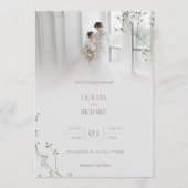 Elegante Moderne Bloemen Bruiloftsinvatie | Minima Kaart (Voorkant)