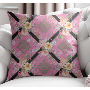 Elegante moderne bloemen en bloemenmasker roze kussen
