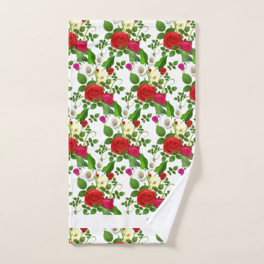 Elegante moderne bloemen en script op wit bad handdoek (Handdoek)