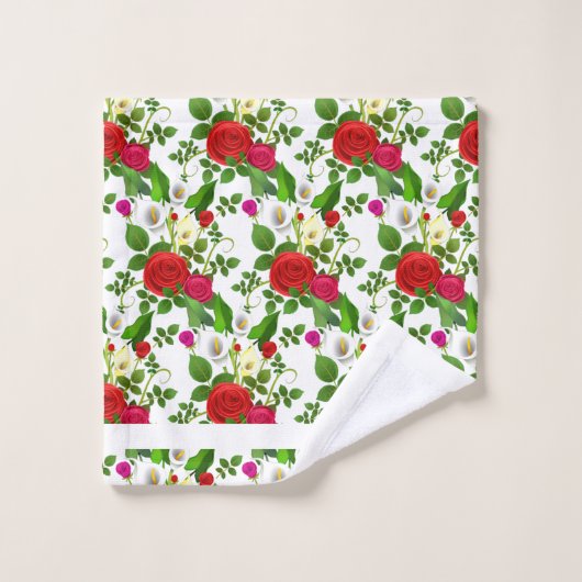 Elegante moderne bloemen en script op wit bad handdoek (Wasdoekje)