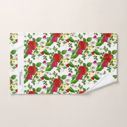 Elegante moderne bloemen en script op wit bad handdoek (Handdoek)