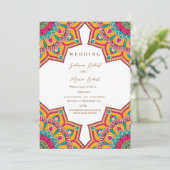 Elegante moderne bloemen Mandala Indiase bruiloft Kaart (Staand voorkant)