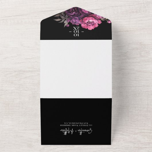 Elegante moderne bloemen Moody bruiloft All In One Uitnodiging (Buitenkant)