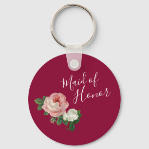 Elegante moderne bloemen roze rozen als eerwaanzin sleutelhanger