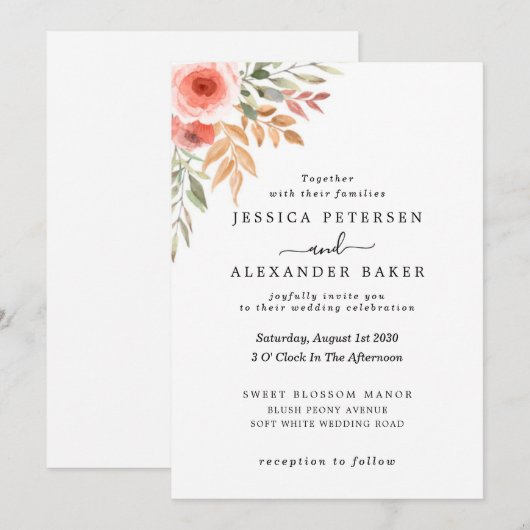 Elegante moderne bloemen Waterverf groen Kaart (Voorkant / Achterkant)