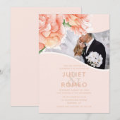 Elegante moderne bloemenbruiloft kaart (Voorkant / Achterkant)