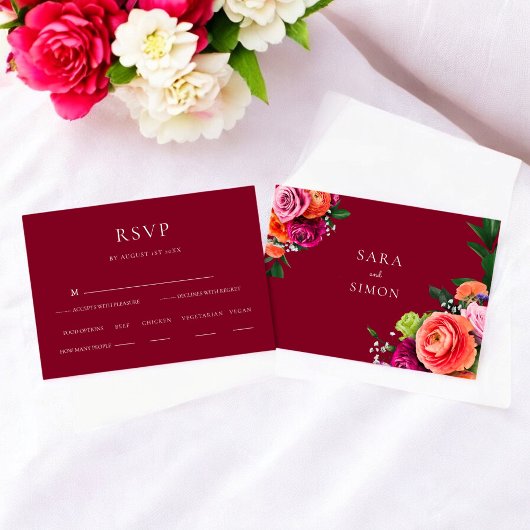 Elegante moderne bloemenbruiloft RSVP