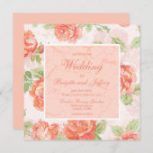 Elegante moderne bloemenbruiloft uitnodiging (Voorkant / Achterkant)