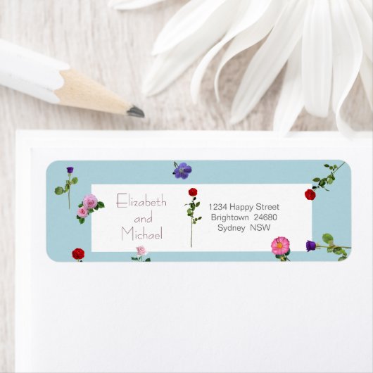 Elegante moderne bloemeneenvoudige terugkeer adres etiket (Insitu)