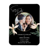 Elegante moderne bloemenfoto bruiloft save the dat magneet (Verticaal)