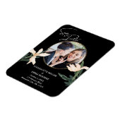 Elegante moderne bloemenfoto bruiloft save the dat magneet (Linkerzijde)