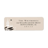 Elegante moderne bloemengroenblijvende kerstboom etiket (Voorkant)