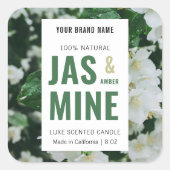 Elegante moderne bloemenkaarsenpot label met foto (Voorkant)