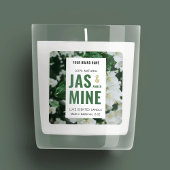 Elegante moderne bloemenkaarsenpot label met foto