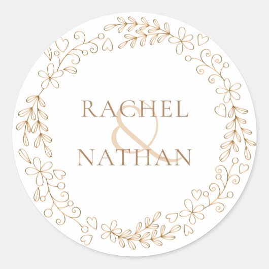 Elegante moderne bloemenkrans ronde sticker (Voorkant)