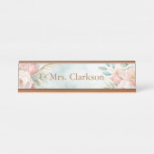 Elegante moderne bloemenleraar bureau naambordje (Voorkant)