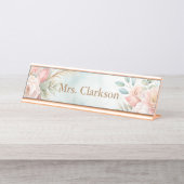 Elegante moderne bloemenleraar bureau naambordje (Voorkant)