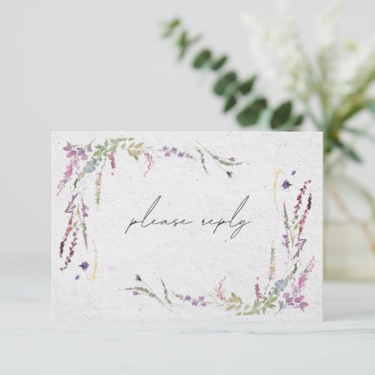 Elegante Moderne Bloemenmaaltijden Bruiloft RSVP (Staand voorkant)